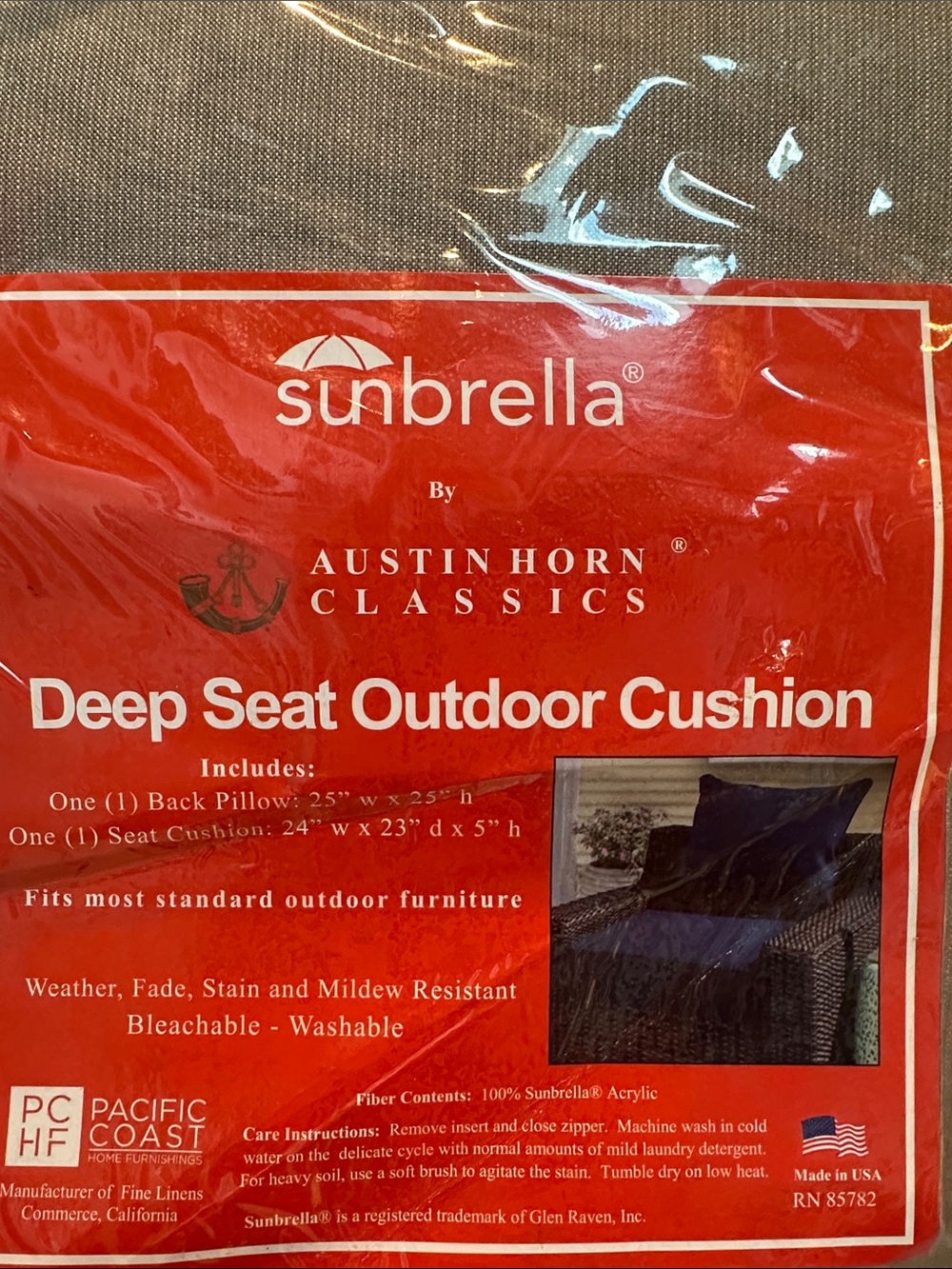 Deep Seat Outdoor Cushion by Austin Horn Classics — Gray